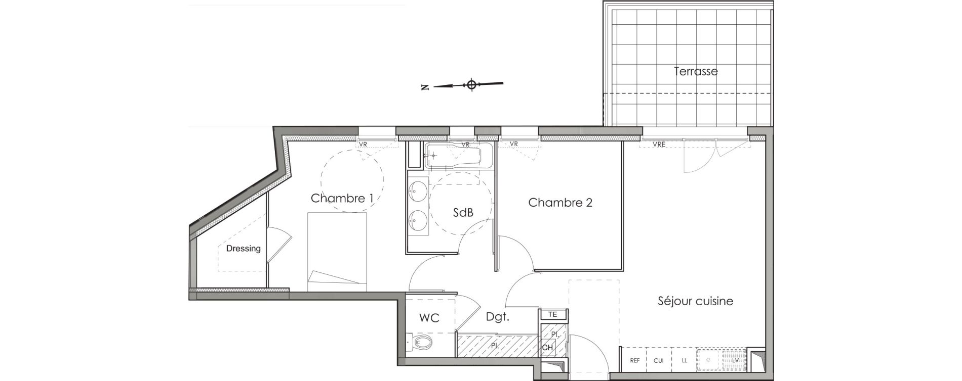 Appartement T3 de 58,50 m2 &agrave; N&icirc;mes Les marronniers
