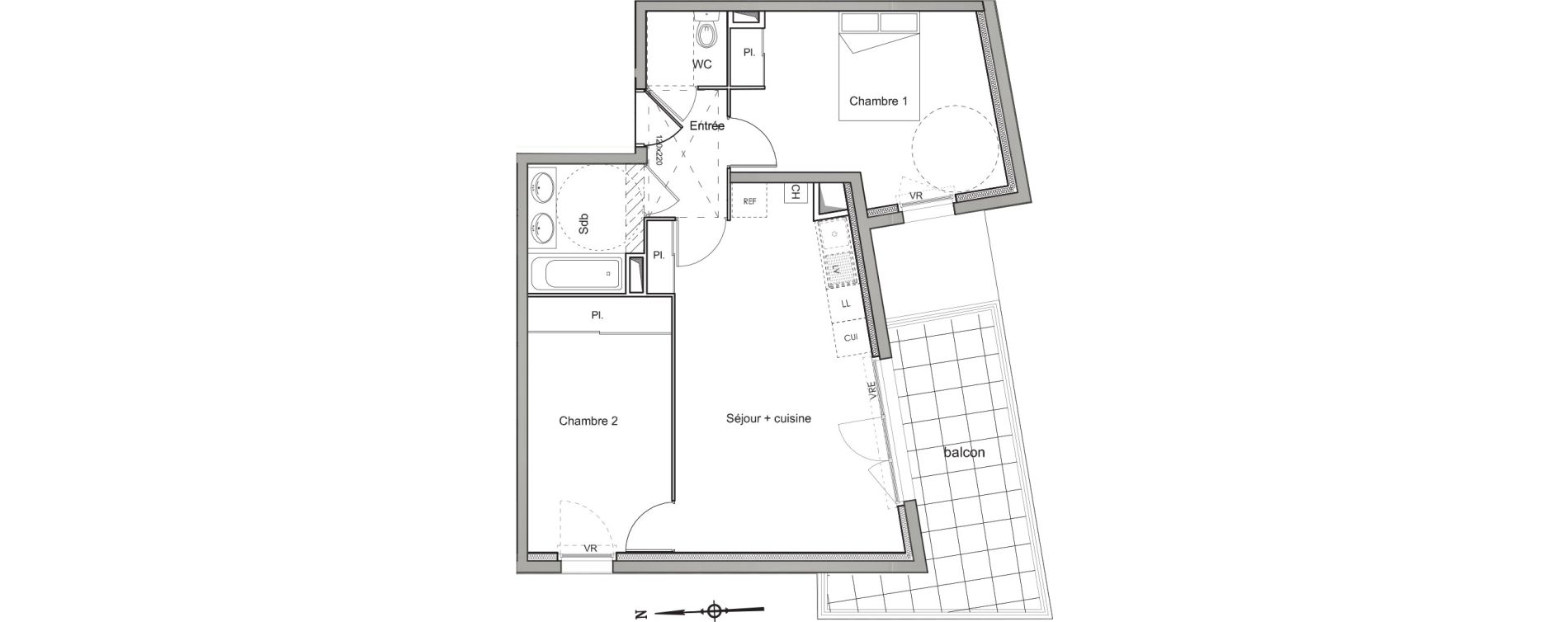 Appartement T3 de 55,70 m2 &agrave; N&icirc;mes Les marronniers