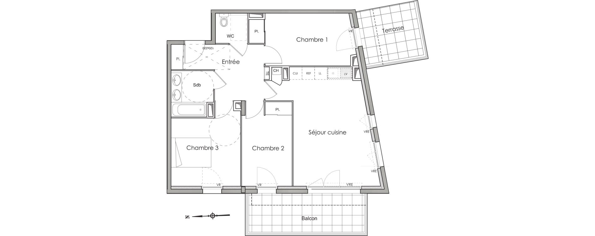 Appartement T4 de 69,70 m2 &agrave; N&icirc;mes Les marronniers