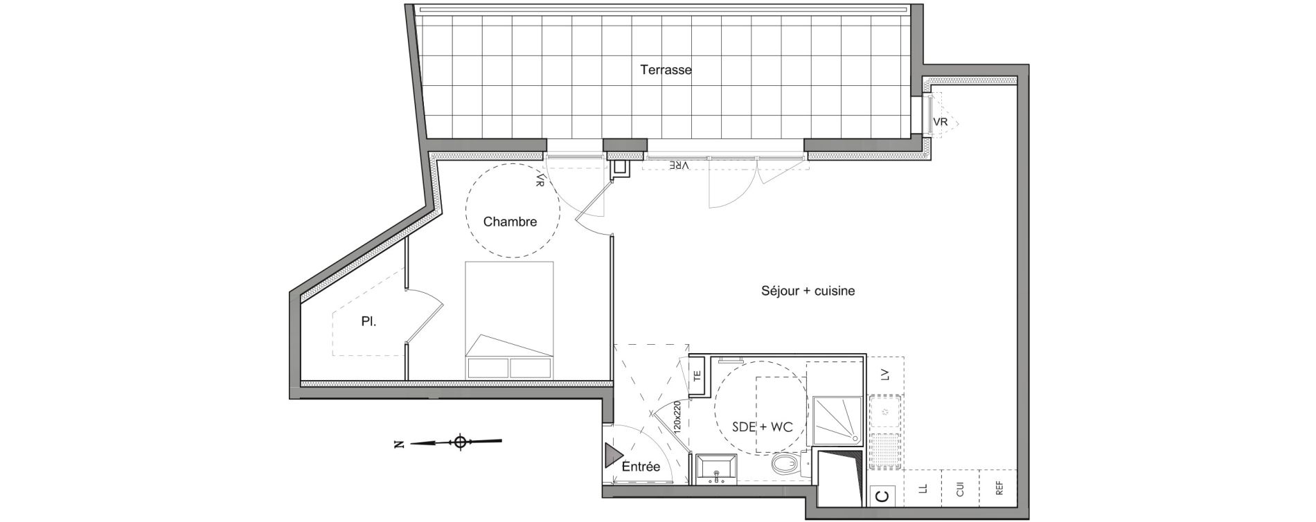 Appartement T2 de 48,40 m2 &agrave; N&icirc;mes Les marronniers