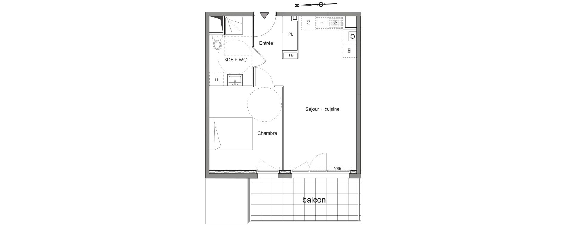 Appartement T2 de 41,60 m2 &agrave; N&icirc;mes Les marronniers