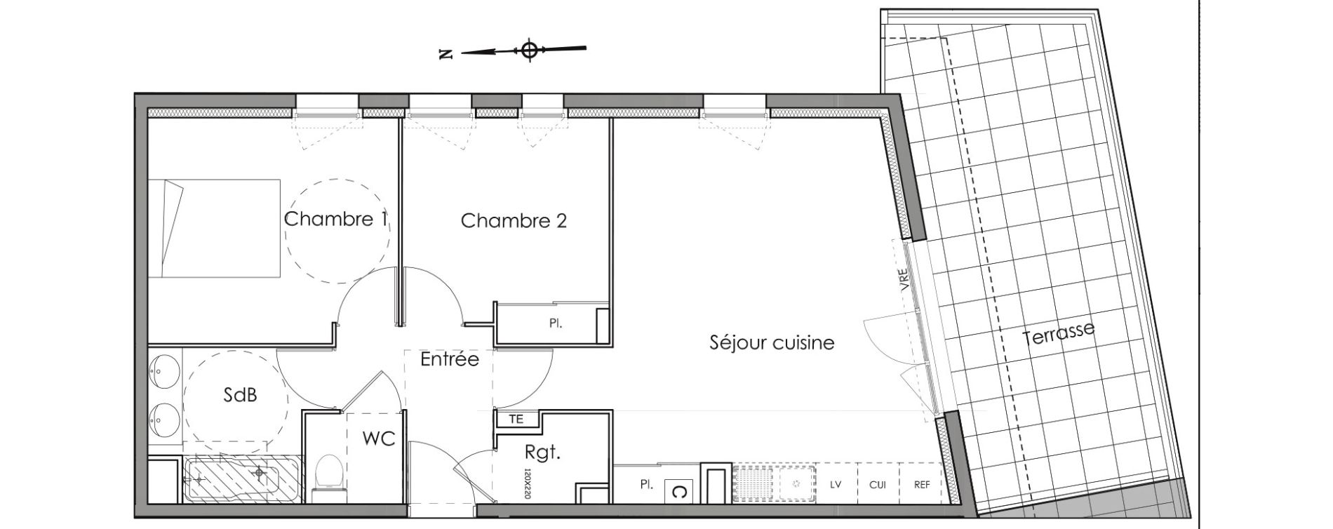 Appartement T3 de 59,00 m2 &agrave; N&icirc;mes Les marronniers