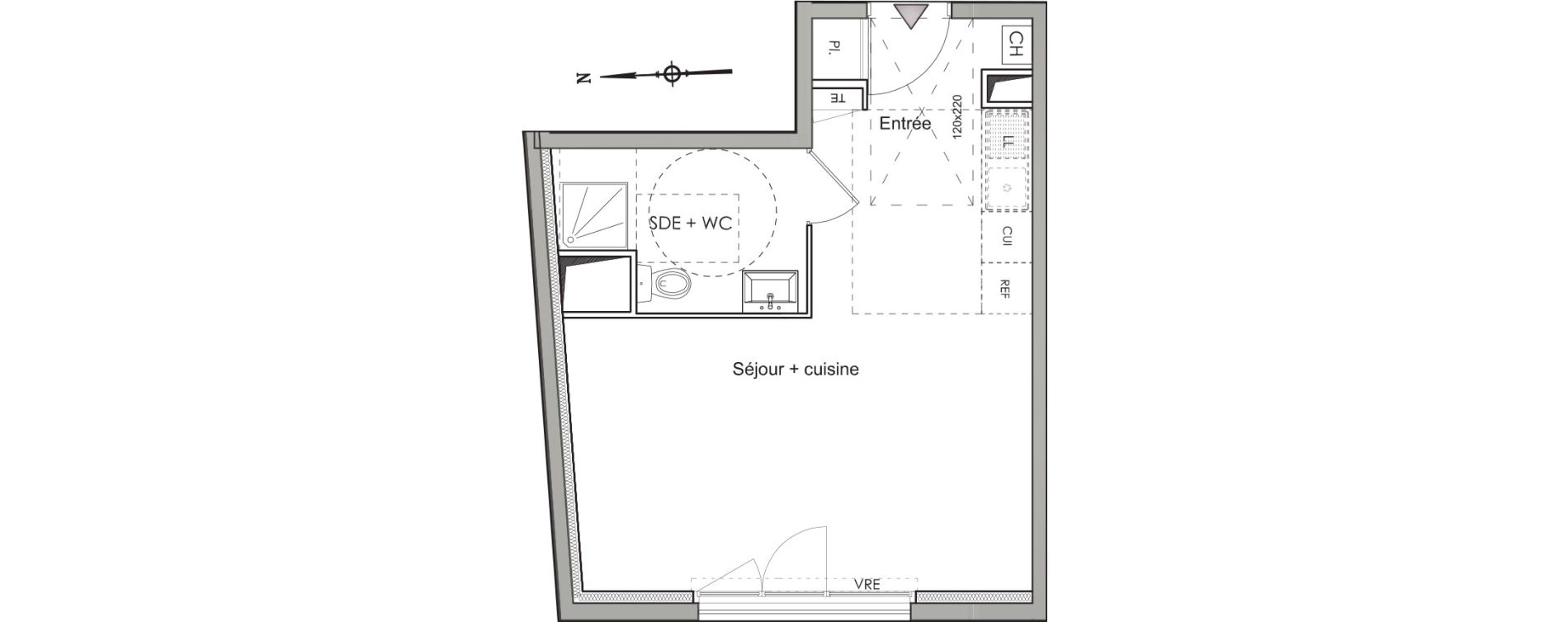 Appartement T1 de 31,00 m2 &agrave; N&icirc;mes Les marronniers