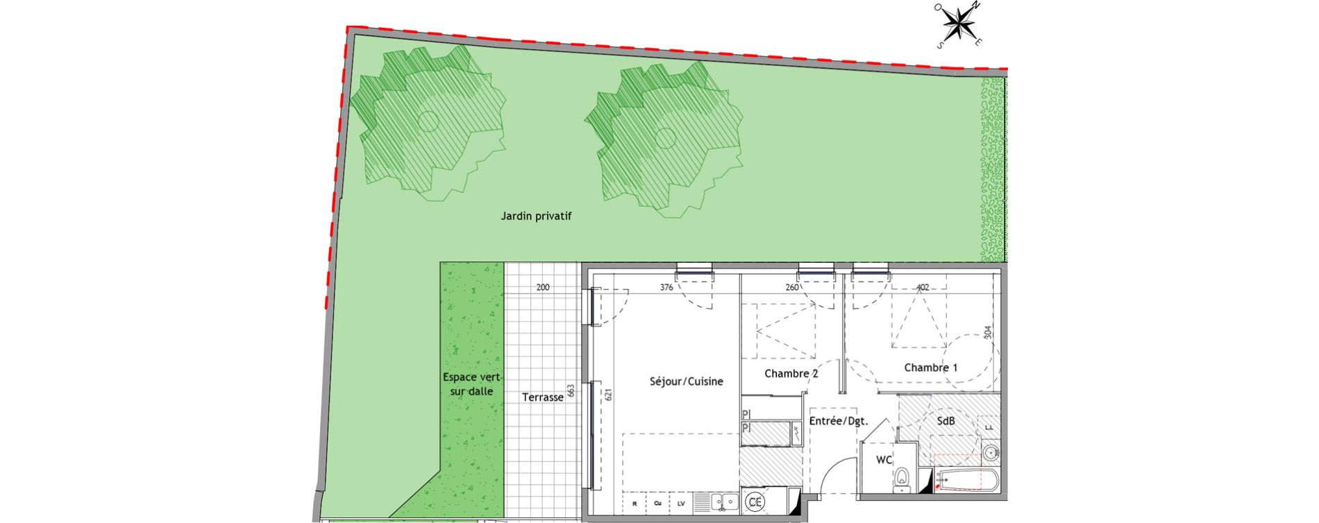 Appartement T3 de 60,40 m2 &agrave; N&icirc;mes Creux des canards