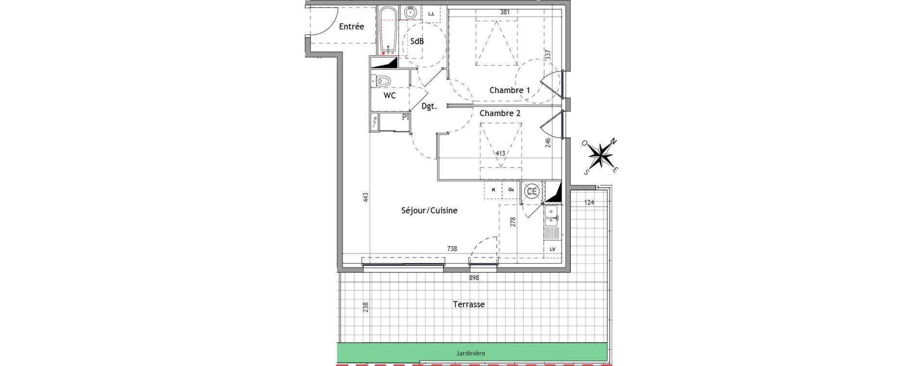 Appartement T3 de 63,00 m2 &agrave; N&icirc;mes Creux des canards