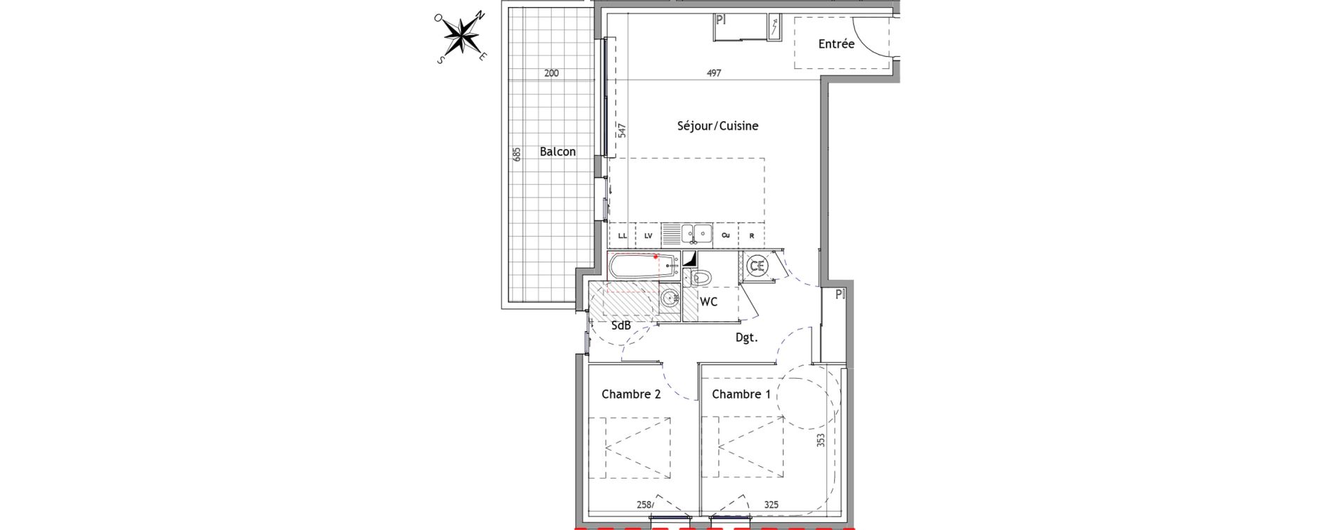 Appartement T3 de 64,20 m2 &agrave; N&icirc;mes Creux des canards