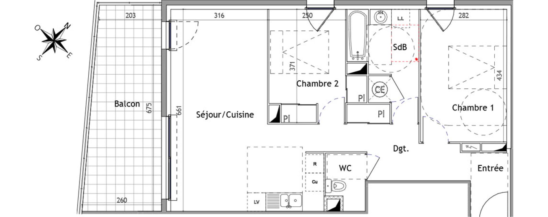 Appartement T3 de 65,80 m2 &agrave; N&icirc;mes Creux des canards