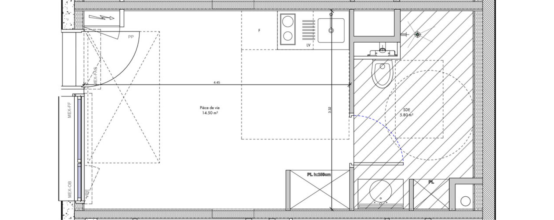 Appartement T1 de 20,30 m2 &agrave; N&icirc;mes S&eacute;guier