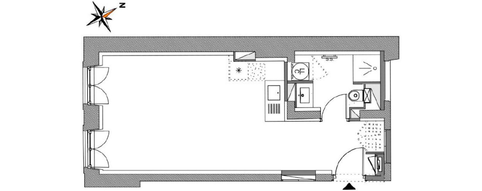 Appartement T1 de 33,50 m2 &agrave; N&icirc;mes Nimes centre