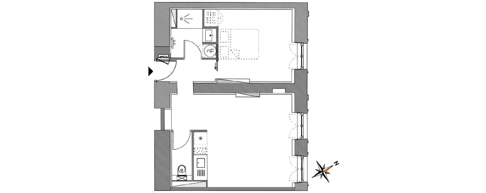Appartement T2 de 44,20 m2 &agrave; N&icirc;mes Nimes centre