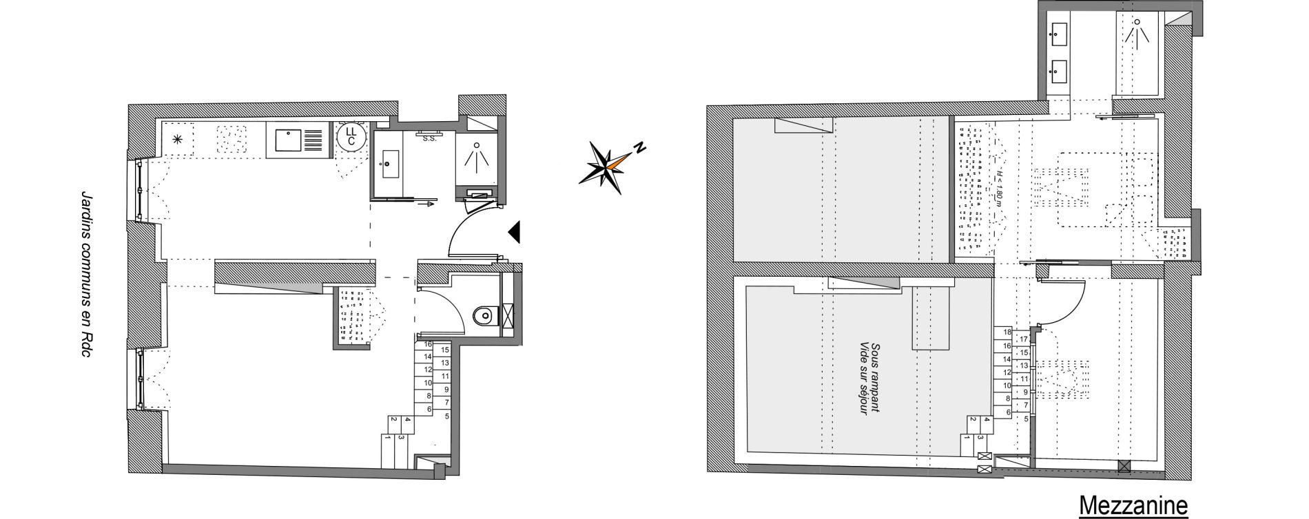 Duplex T2 bis de 57,40 m2 &agrave; N&icirc;mes Nimes centre