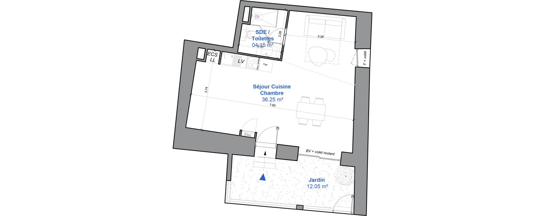 Appartement T1 de 40,40 m2 &agrave; N&icirc;mes Montcalm - r&eacute;publique