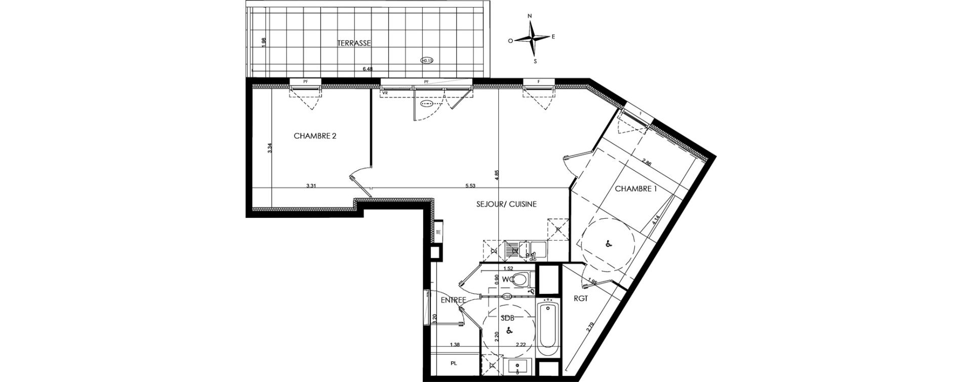 Appartement T3 de 61,40 m2 &agrave; N&icirc;mes La cigale