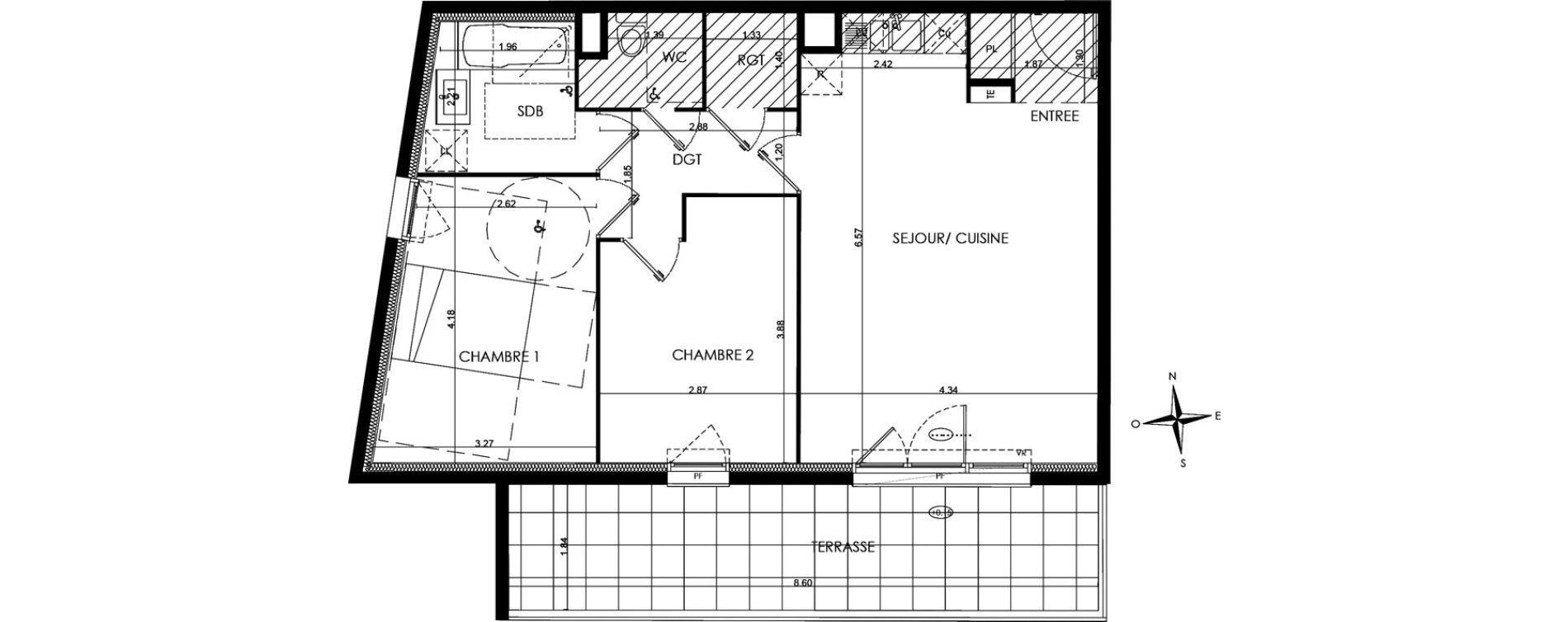 Appartement T3 de 63,80 m2 &agrave; N&icirc;mes La cigale