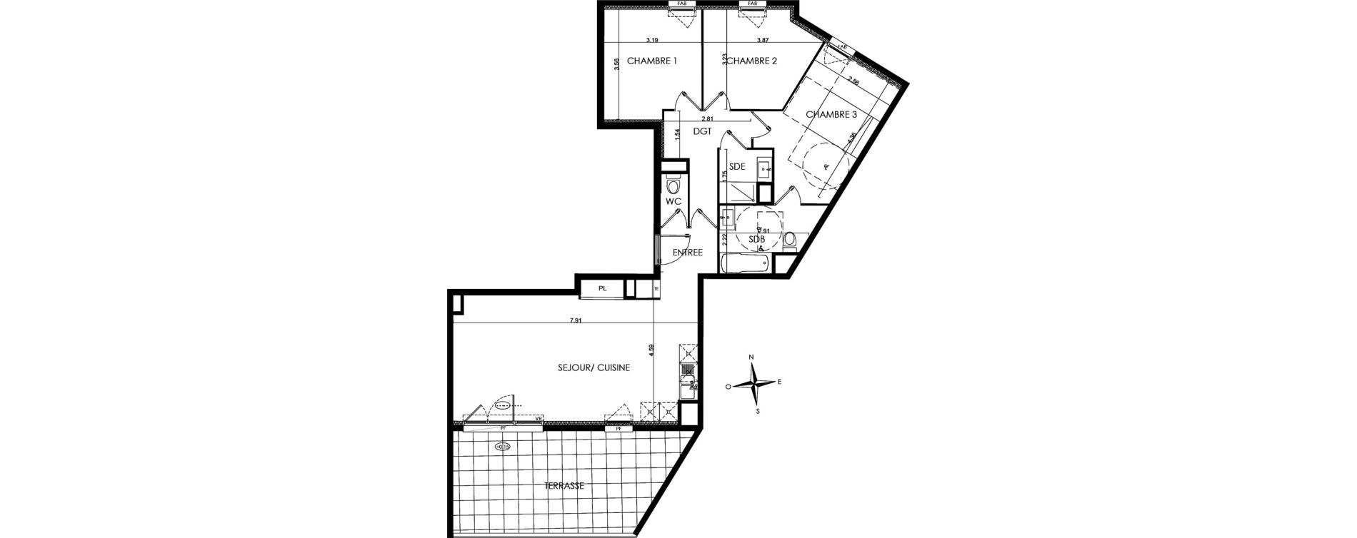 Appartement T4 de 87,40 m2 &agrave; N&icirc;mes La cigale