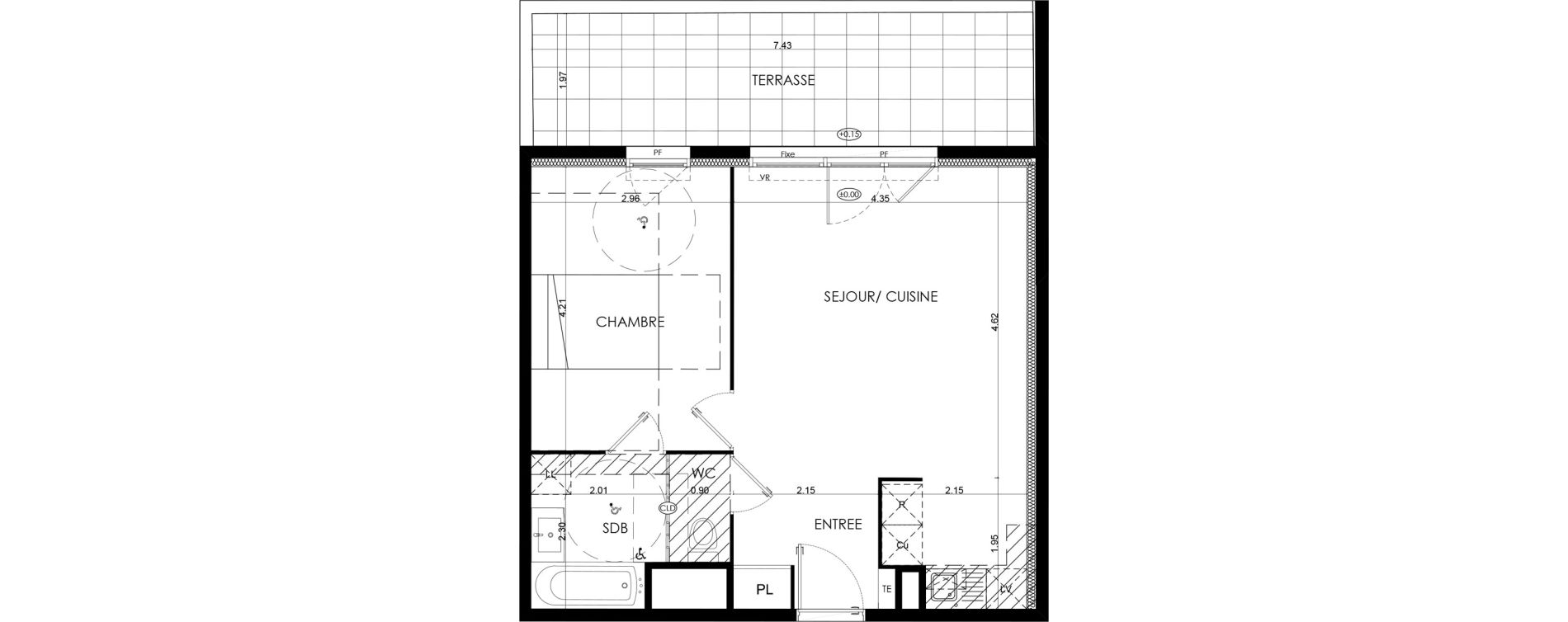 Appartement T2 de 46,30 m2 &agrave; N&icirc;mes La cigale