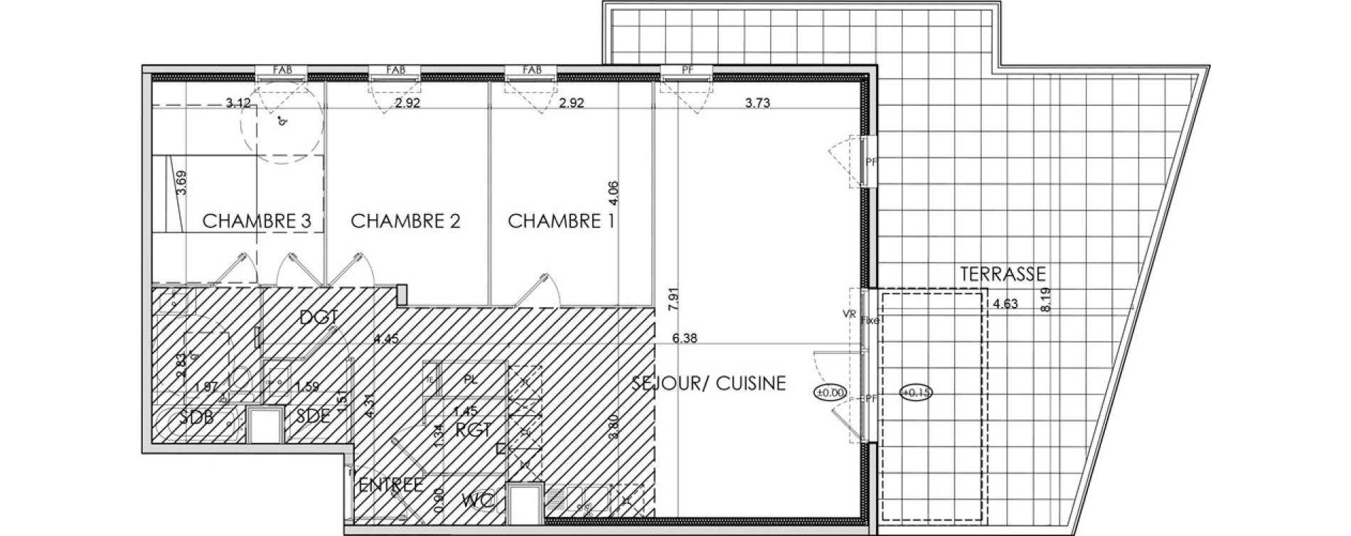 Appartement T4 de 94,20 m2 &agrave; N&icirc;mes La cigale