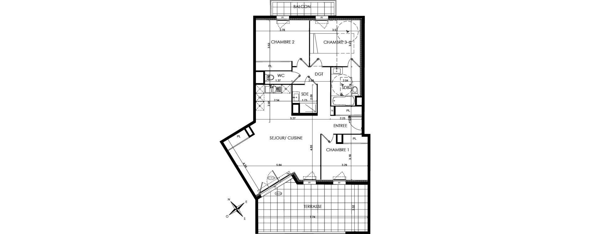 Appartement T4 de 87,80 m2 &agrave; N&icirc;mes La cigale