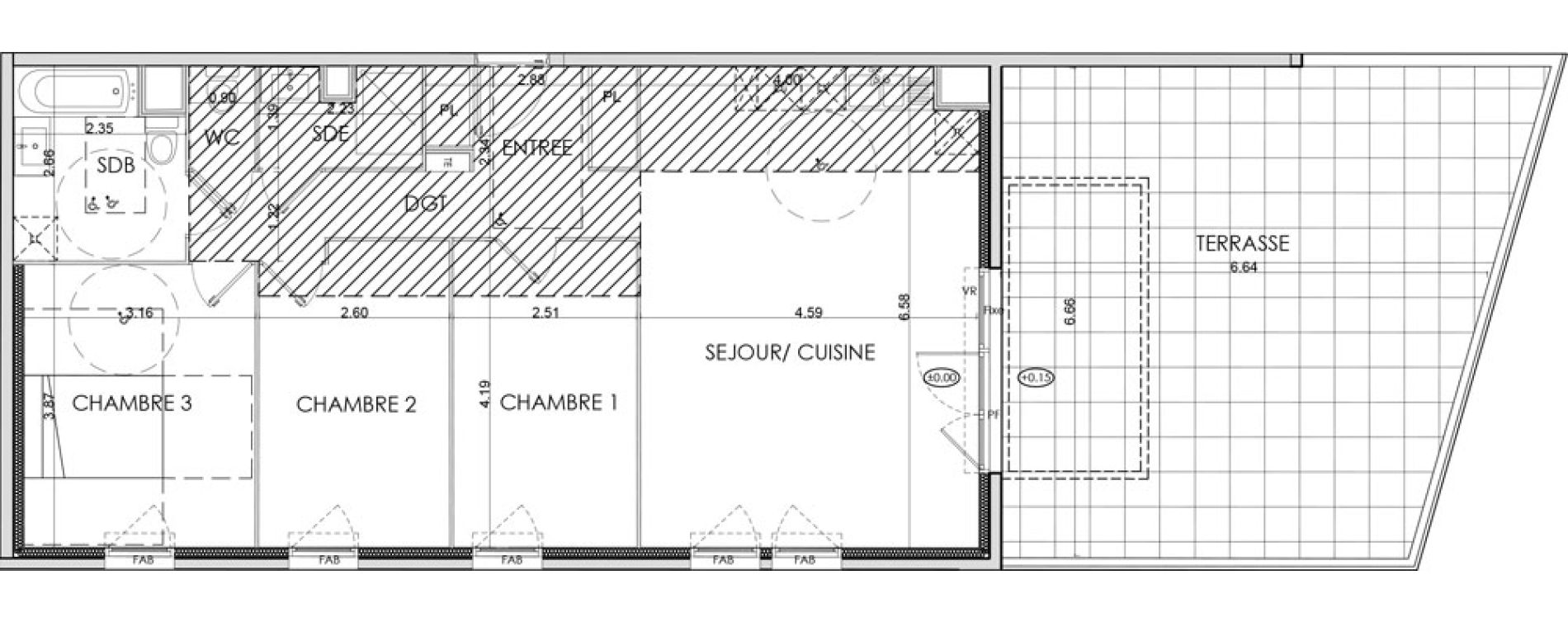 Appartement T4 de 83,50 m2 &agrave; N&icirc;mes La cigale