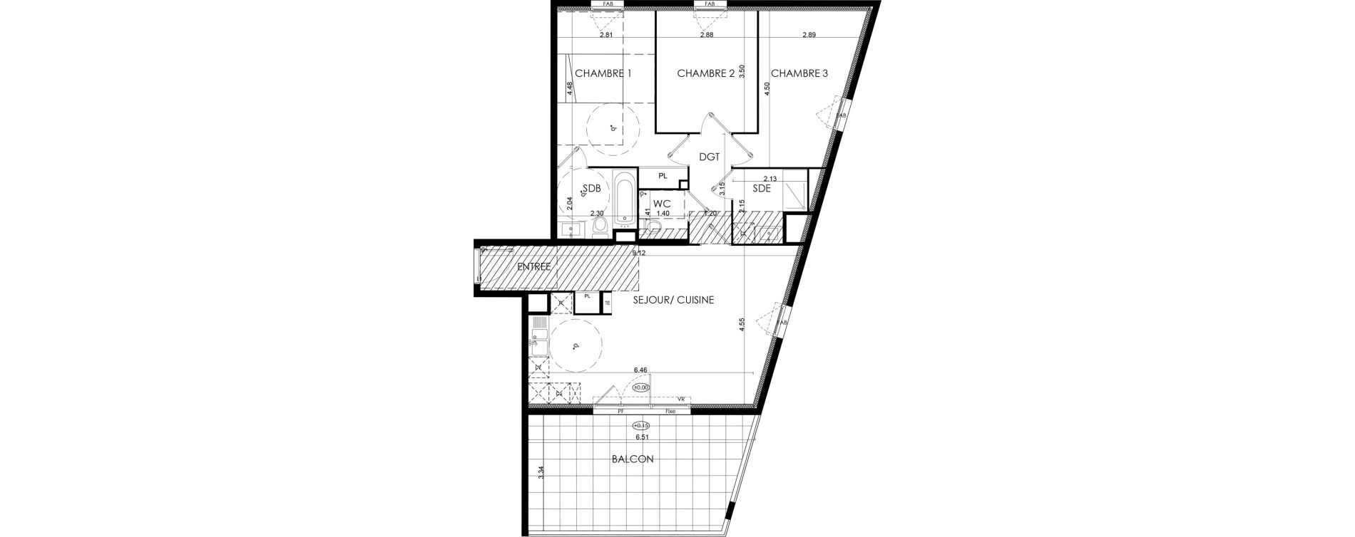 Appartement T4 de 83,80 m2 &agrave; N&icirc;mes La cigale