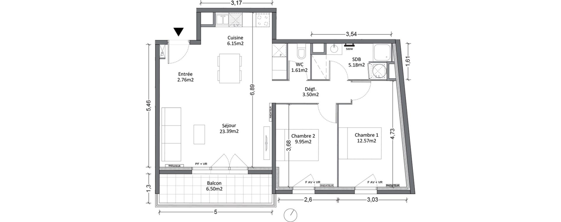 Appartement T3 de 65,11 m2 &agrave; N&icirc;mes Haute magaille