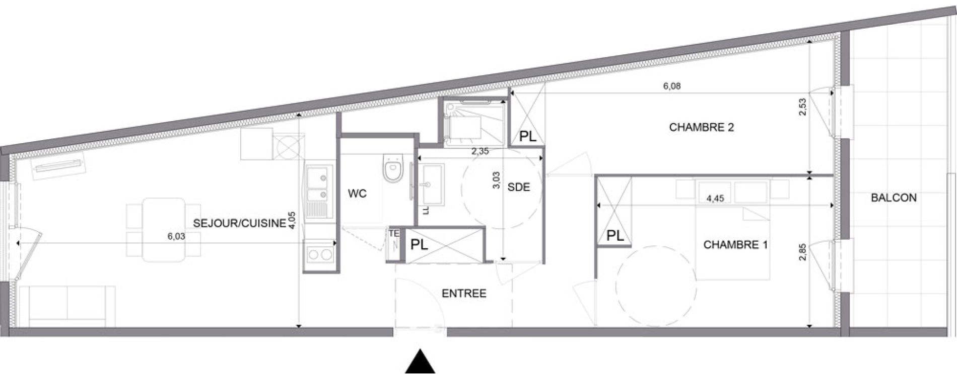 Appartement T3 meubl&eacute; de 63,20 m2 &agrave; N&icirc;mes Santa cruz