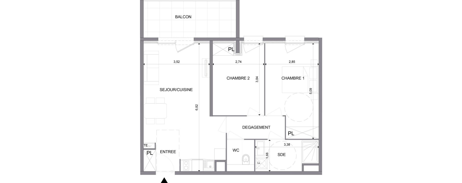 Appartement T3 meubl&eacute; de 60,70 m2 &agrave; N&icirc;mes Santa cruz