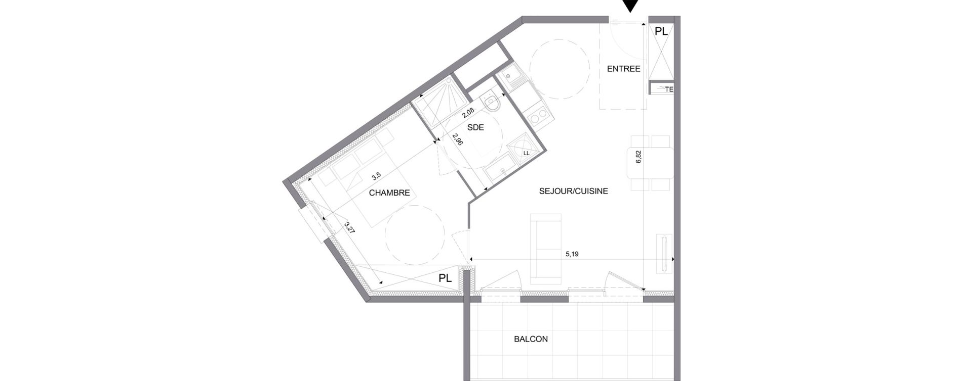 Appartement T2 meubl&eacute; de 48,70 m2 &agrave; N&icirc;mes Santa cruz