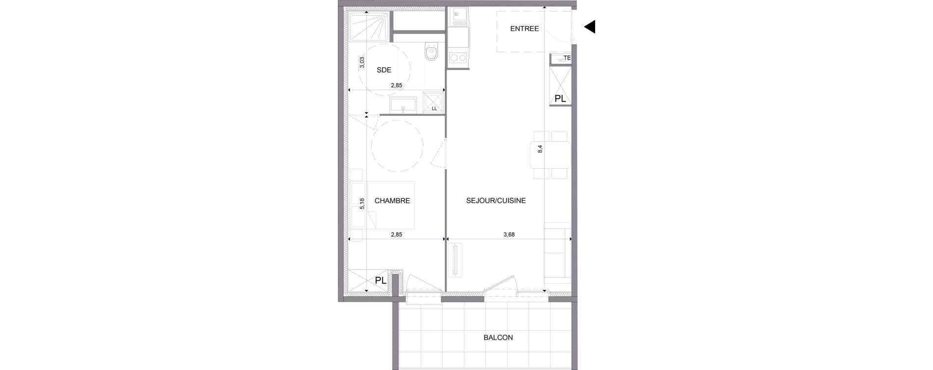 Appartement T2 meubl&eacute; de 52,53 m2 &agrave; N&icirc;mes Santa cruz