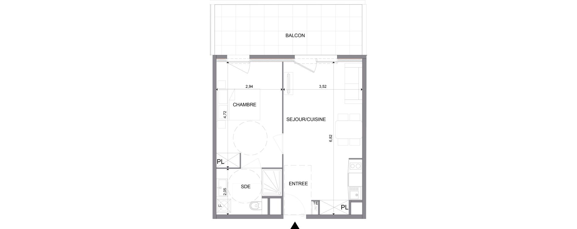 Appartement T2 meubl&eacute; de 42,66 m2 &agrave; N&icirc;mes Santa cruz