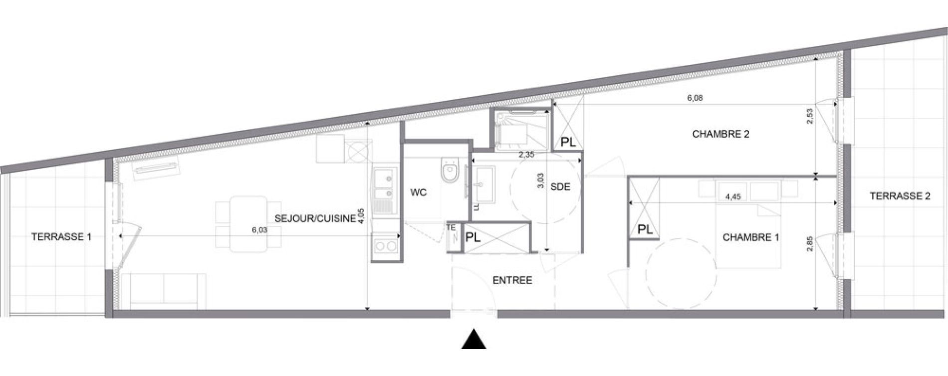 Appartement T3 meubl&eacute; de 63,20 m2 &agrave; N&icirc;mes Santa cruz