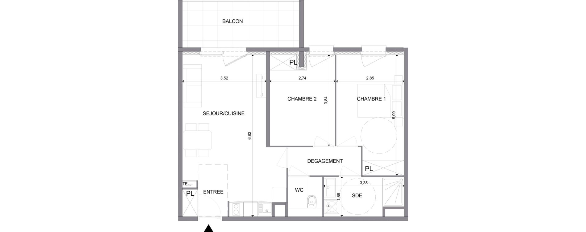 Appartement T3 meubl&eacute; de 60,70 m2 &agrave; N&icirc;mes Santa cruz