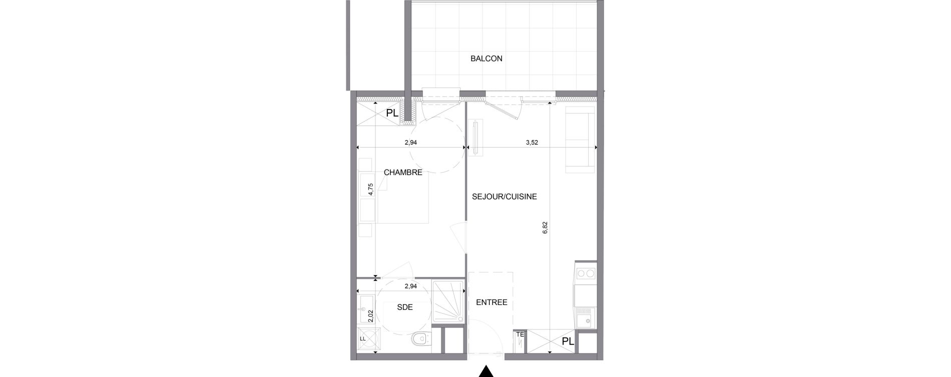 Appartement T2 meubl&eacute; de 42,41 m2 &agrave; N&icirc;mes Santa cruz