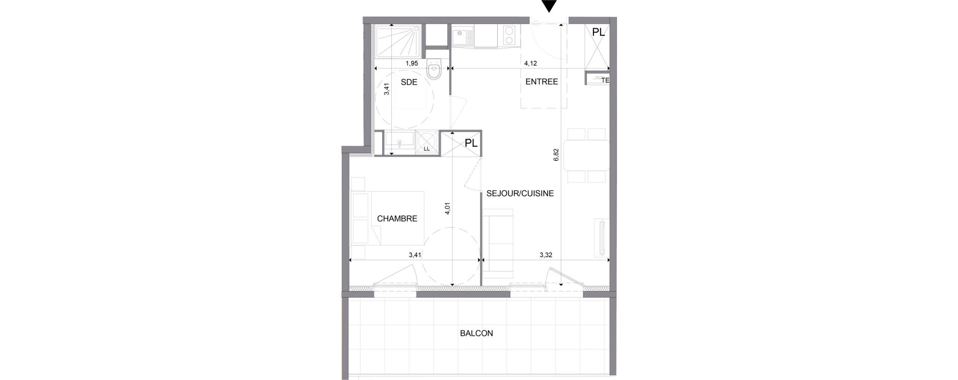 Appartement T2 meubl&eacute; de 42,54 m2 &agrave; N&icirc;mes Santa cruz