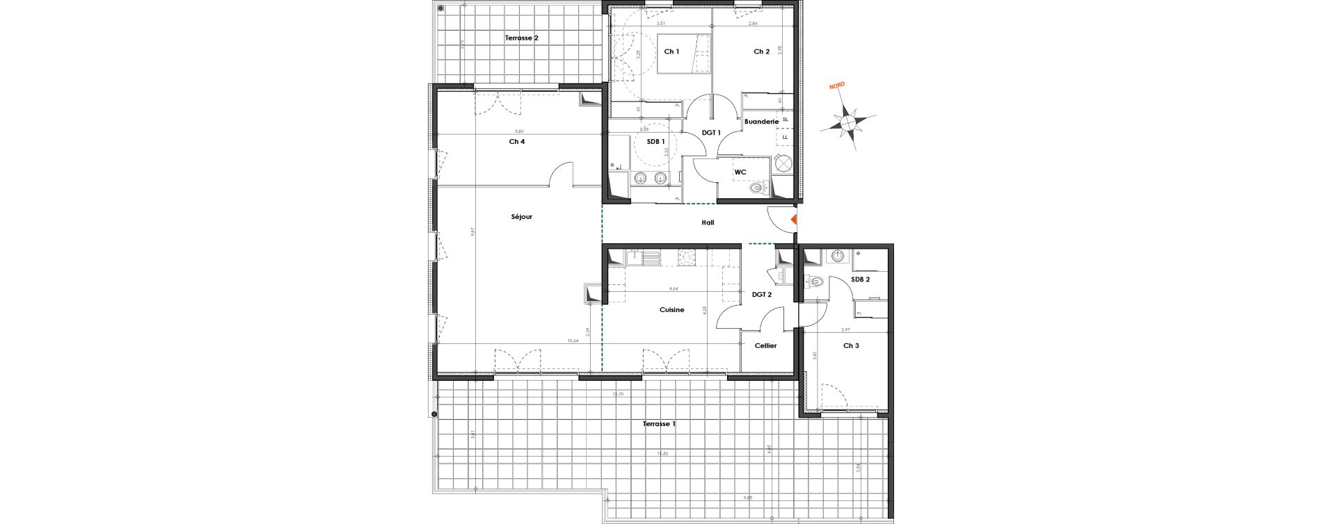 Appartement T5 de 150,51 m2 &agrave; N&icirc;mes Le petit v&eacute;delin