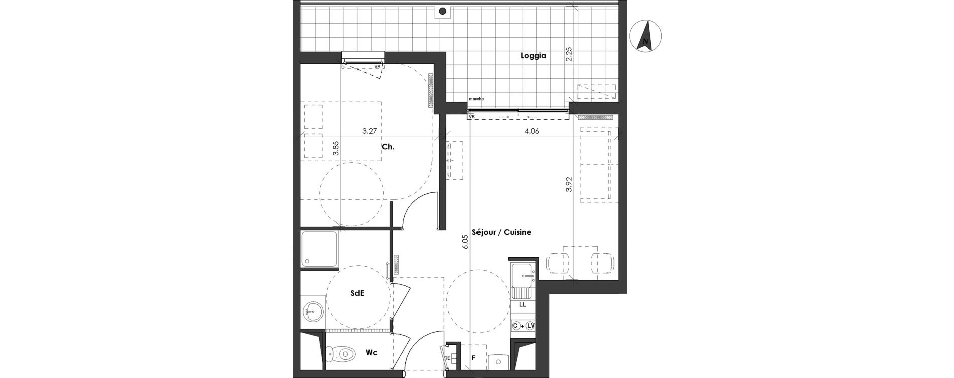 Appartement T2 de 42,50 m2 &agrave; N&icirc;mes Centre
