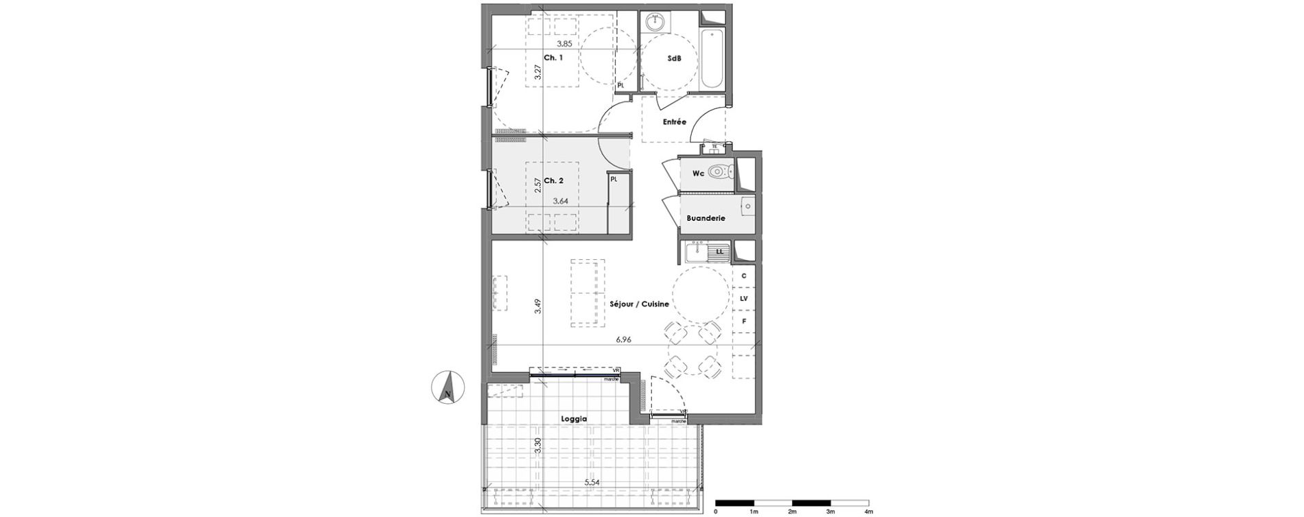 Appartement T3 de 63,10 m2 &agrave; N&icirc;mes Centre