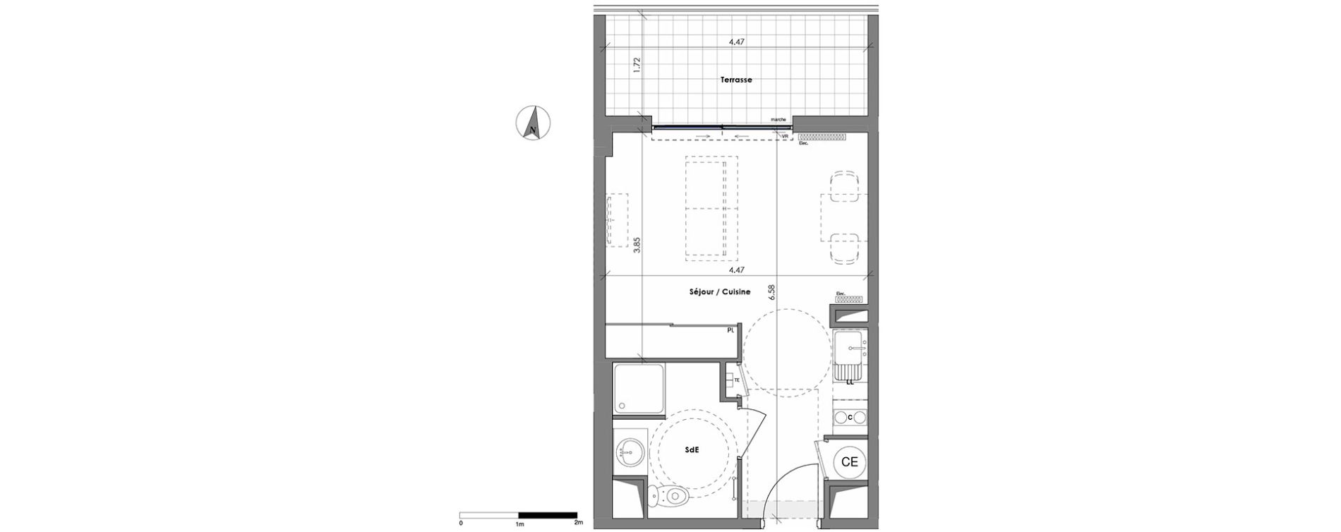 Appartement T1 de 27,20 m2 &agrave; N&icirc;mes Centre