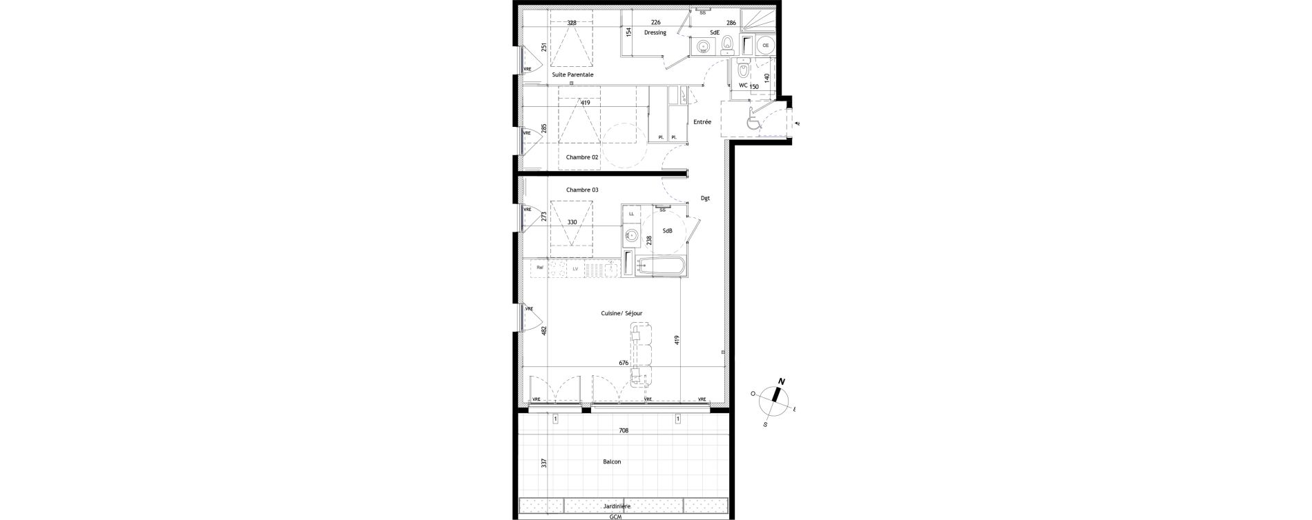 Appartement T4 de 92,70 m2 &agrave; N&icirc;mes Puits de roulle
