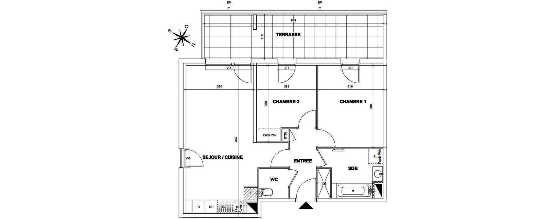 Appartement T3 de 58,91 m2 &agrave; N&icirc;mes Croix de fer