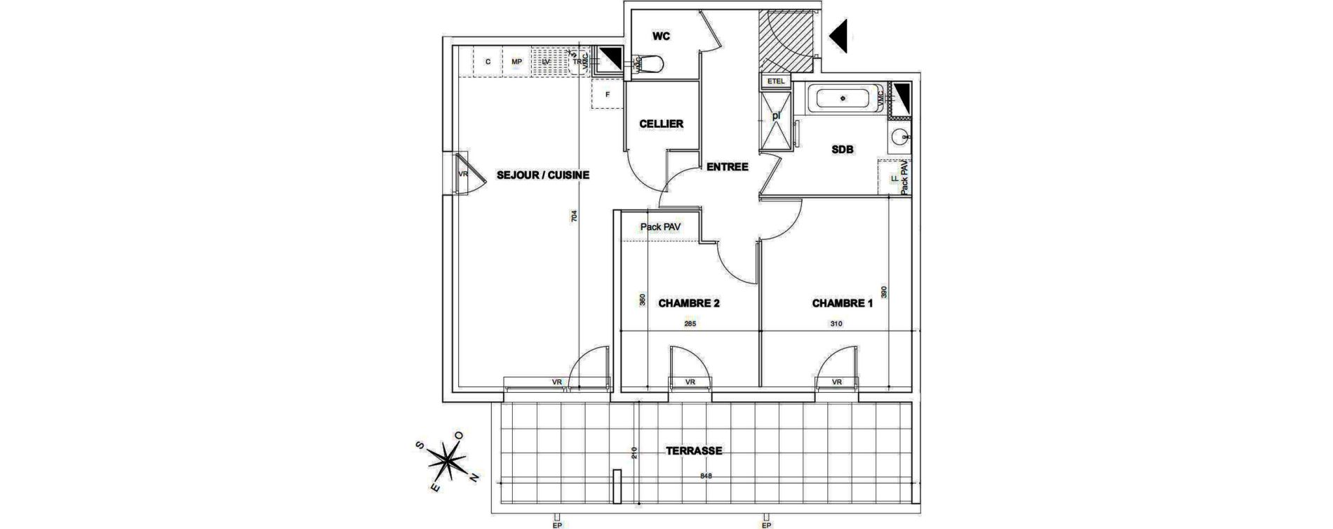 Appartement T3 de 64,18 m2 &agrave; N&icirc;mes Croix de fer