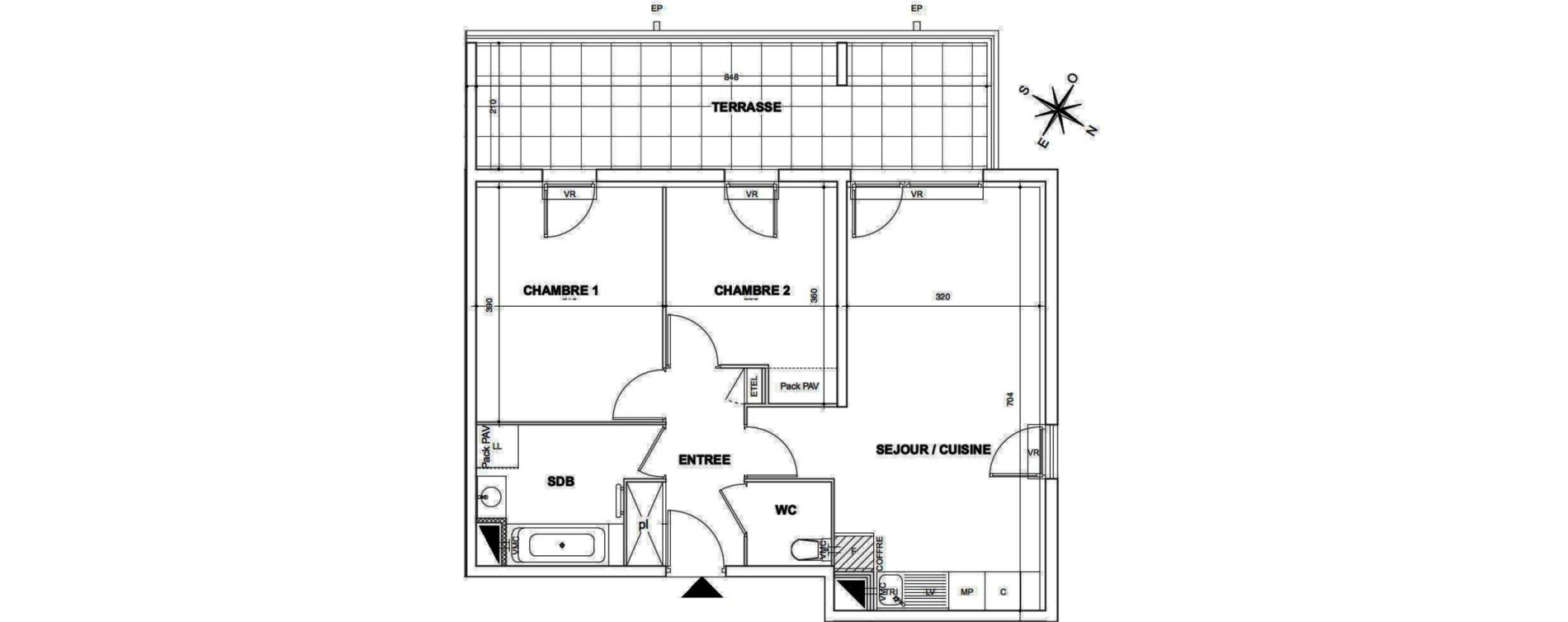 Appartement T3 de 58,91 m2 &agrave; N&icirc;mes Croix de fer