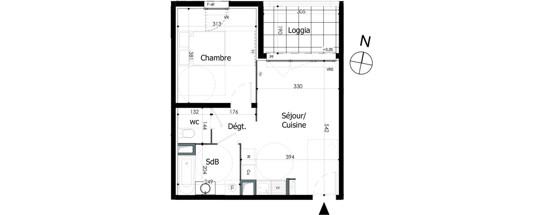 Appartement T2 de 39,76 m2 &agrave; N&icirc;mes Capouchin&eacute;