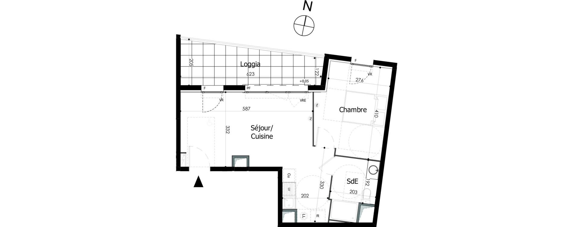 Appartement T2 de 41,54 m2 &agrave; N&icirc;mes Capouchin&eacute;