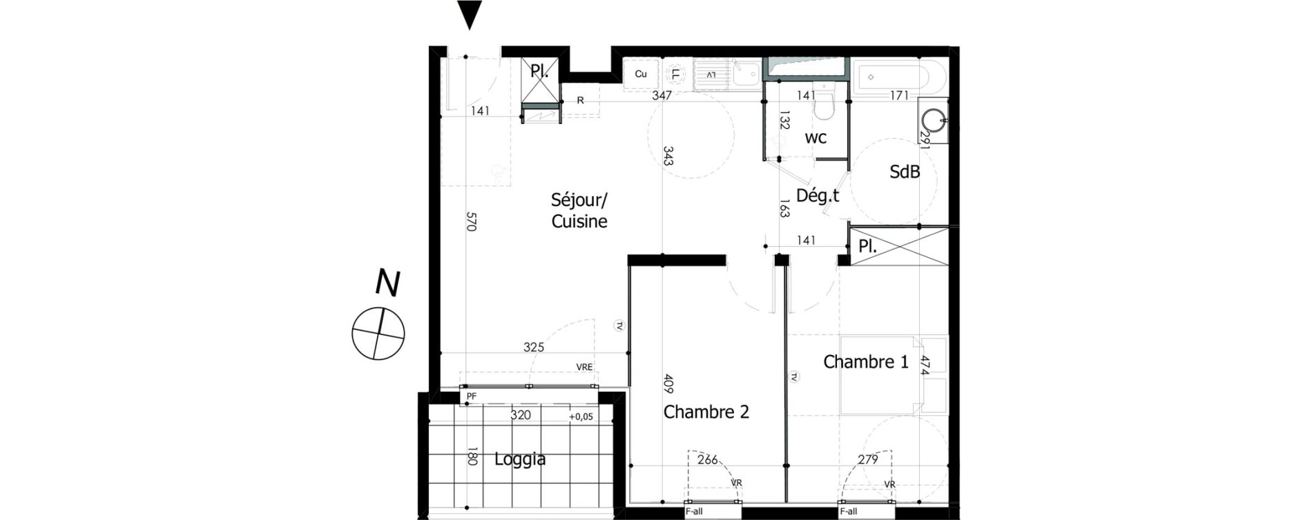 Appartement T3 de 58,36 m2 &agrave; N&icirc;mes Capouchin&eacute;