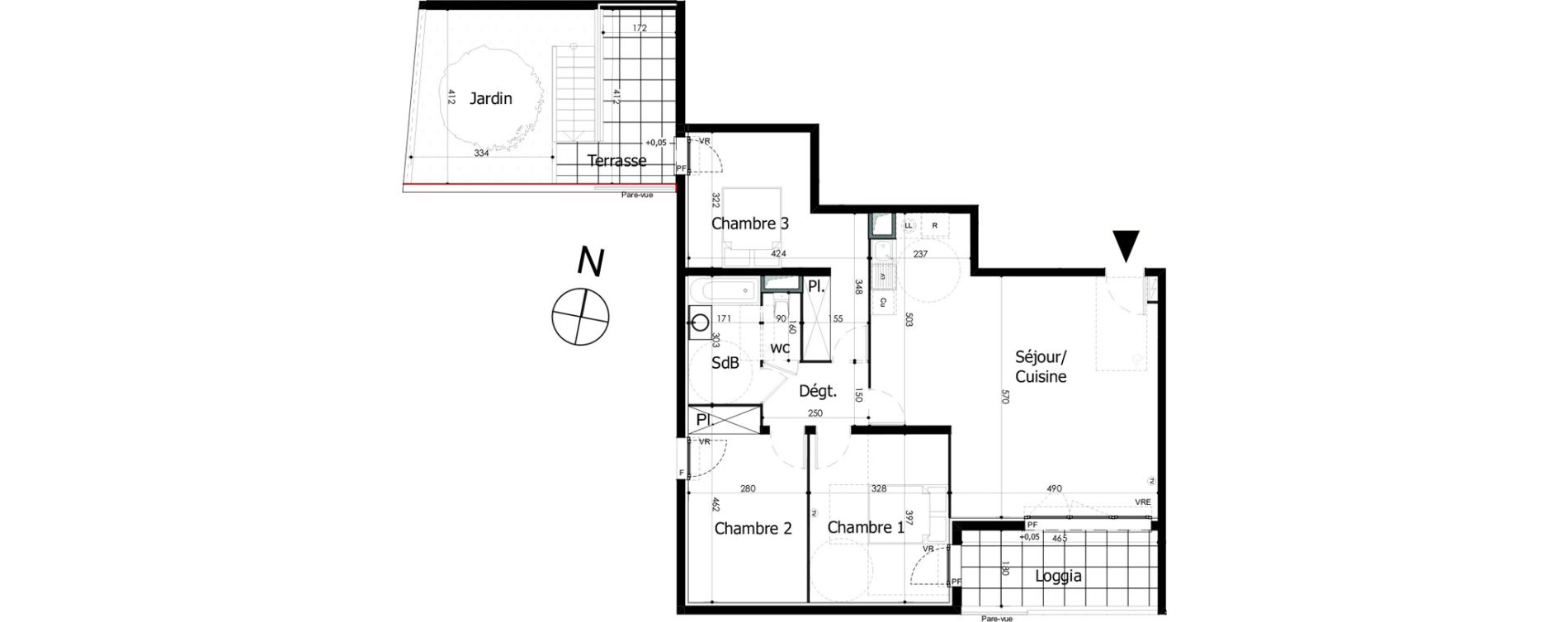 Appartement T4 de 87,46 m2 &agrave; N&icirc;mes Capouchin&eacute;