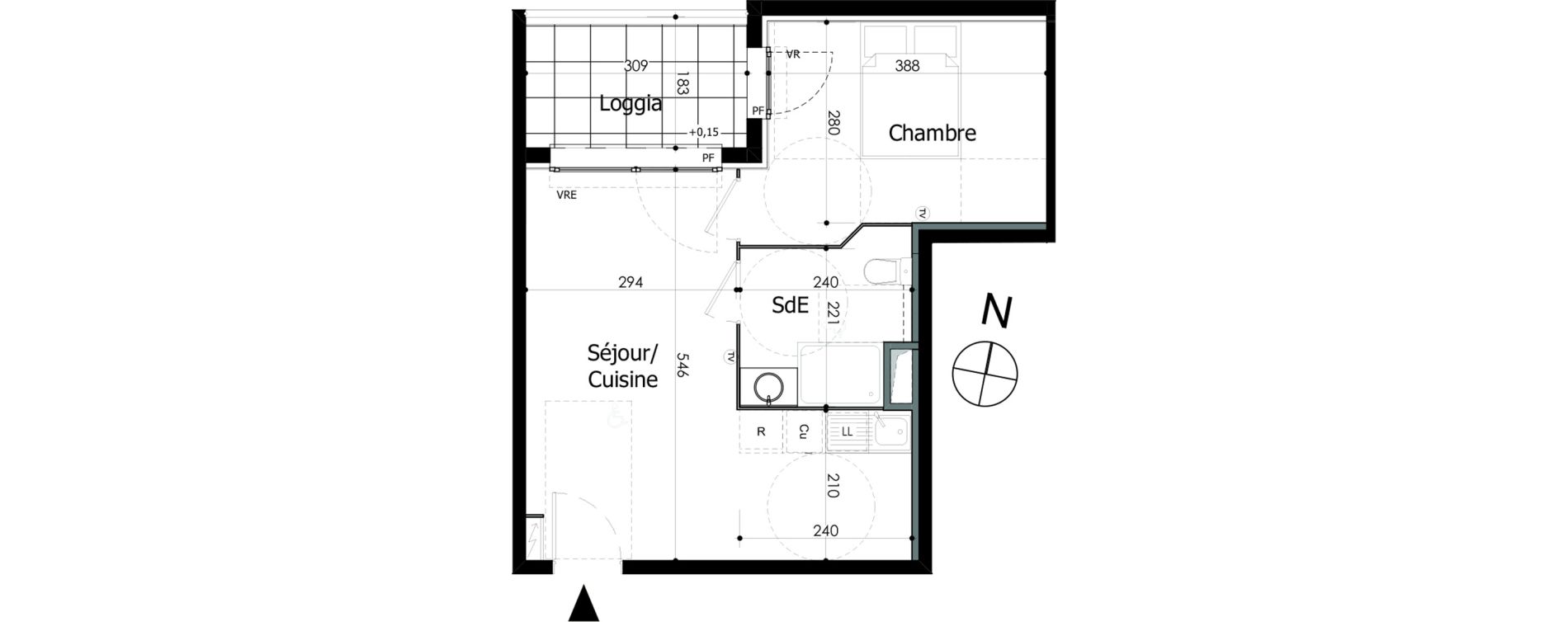 Appartement T2 de 37,81 m2 &agrave; N&icirc;mes Capouchin&eacute;