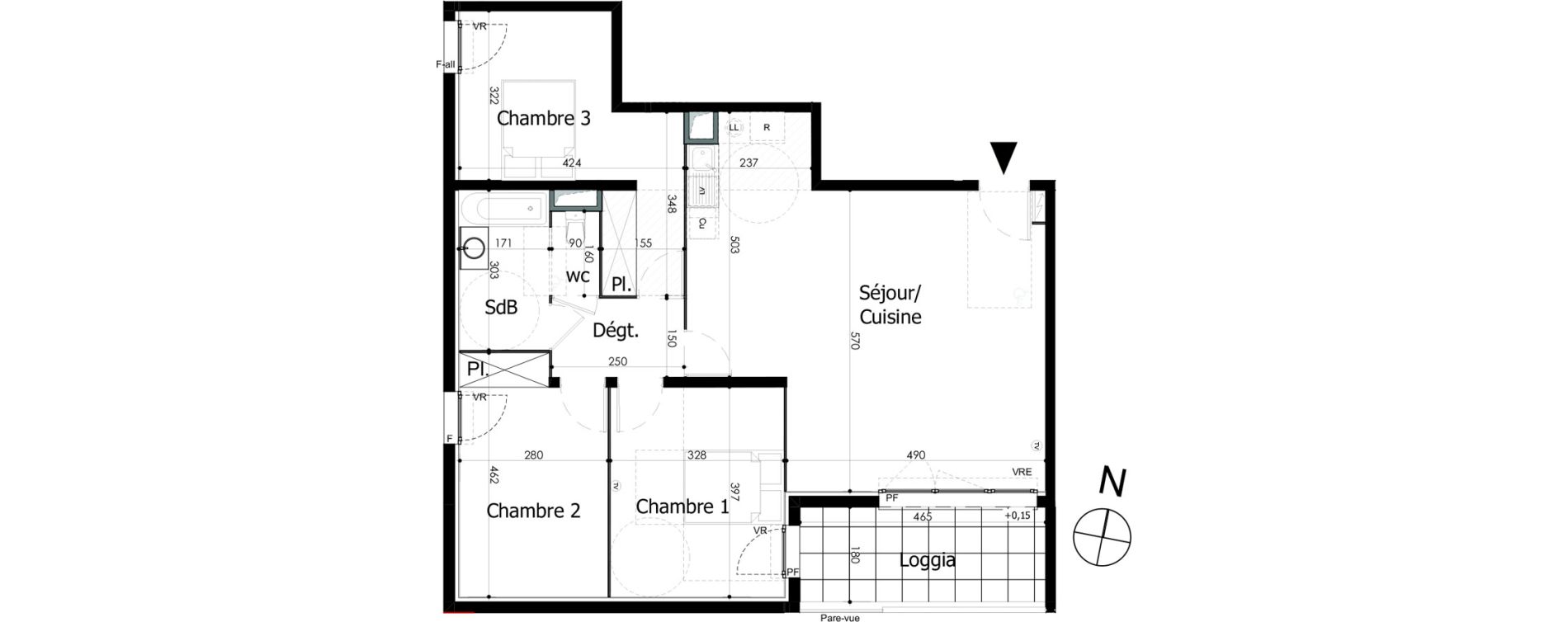 Appartement T4 de 87,46 m2 &agrave; N&icirc;mes Capouchin&eacute;