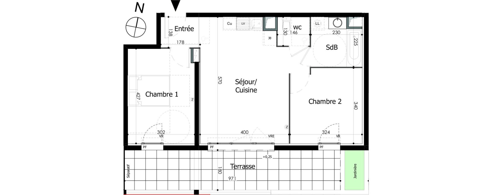 Appartement T3 de 55,43 m2 &agrave; N&icirc;mes Capouchin&eacute;