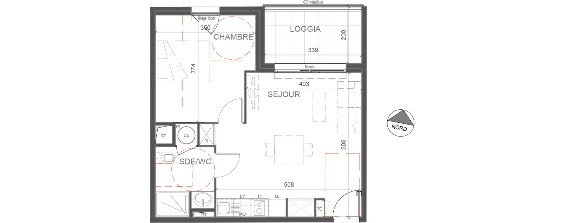 Appartement T2 de 41,75 m2 &agrave; N&icirc;mes Capouchin&eacute;